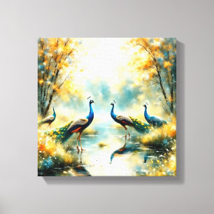 Colorful Peacocks Canvas Art