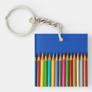 Colorful pencil crayons key ring