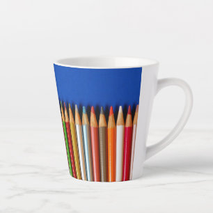 Colorful pencil crayons latte mug