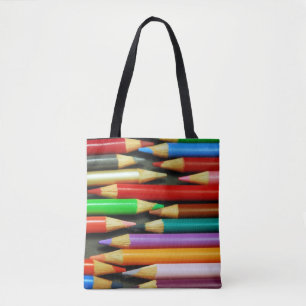 Colorful pencil crayons tote bag