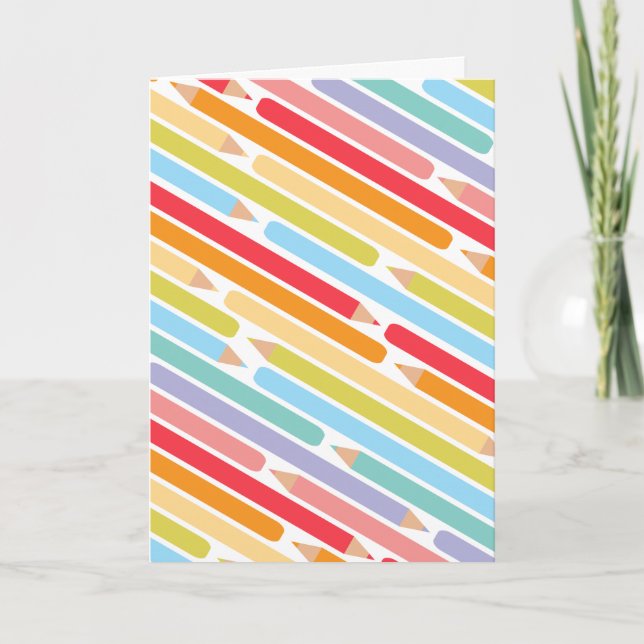 Colorful Pencils Teacher Appreciation Thank You Card (Front)
