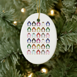 Colorful Penguin Pattern Cute Christmas Tree Decor Ceramic Tree Decoration