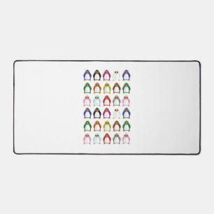 Colorful Penguin Pattern Cute Kawaii Fun Desk Mat