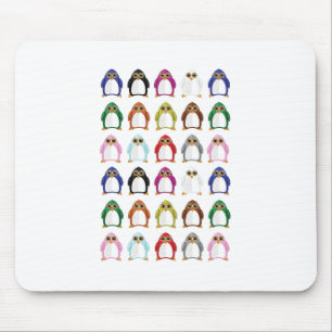 Colorful Penguin Pattern Cute Kawaii Fun Desk Mouse Mat