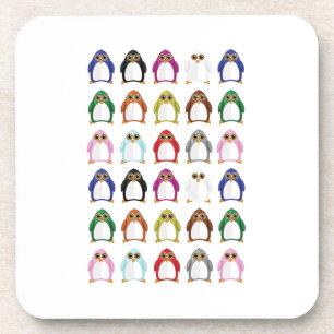 Colorful Penguin Pattern Cute Kawaii Fun Table Coaster