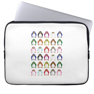 Colorful Penguin Pattern Cute Kawaii Fun Tech Laptop Sleeve
