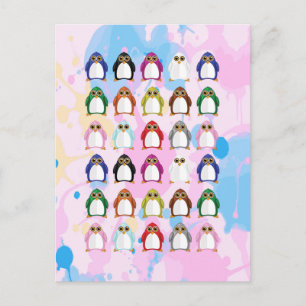 Colorful Penguin Pattern – Fun Rainbow Animal Postcard