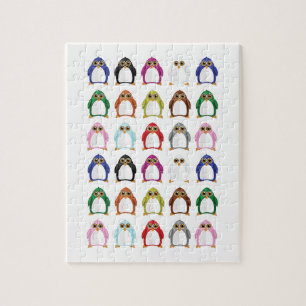 Colorful Penguin Pattern Fun Whimsical Cute Animal Jigsaw Puzzle