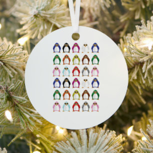 Colorful Penguin Pattern Modern Christmas Tree Metal Tree Decoration