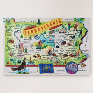 Colorful Pennsylvania 20x30 Postcard Map Jigsaw Puzzle
