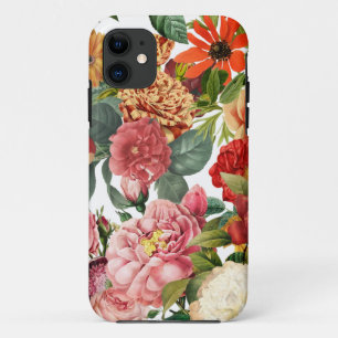 Colorful peony and rose vintage garden iPhone 11 case