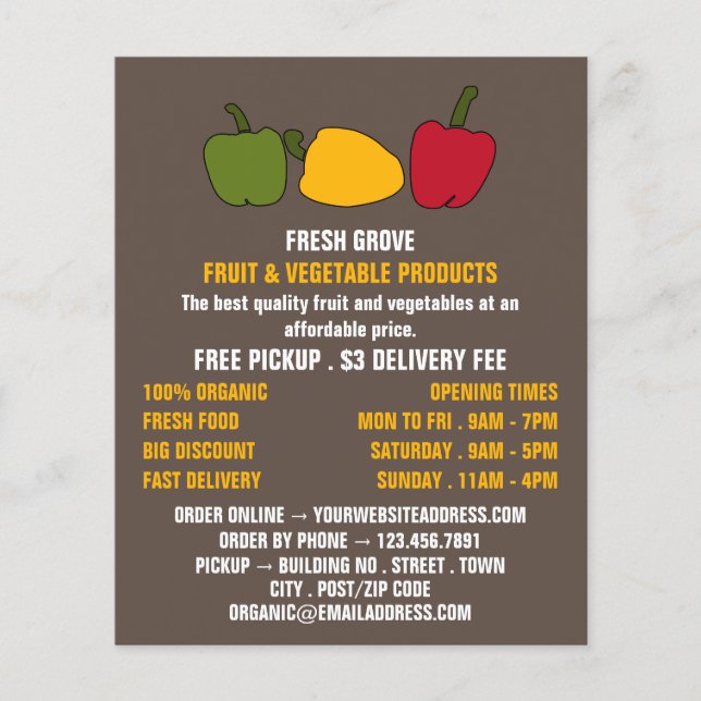 Colorful Peppers, Greengrocers Advertising Flyer (Front)
