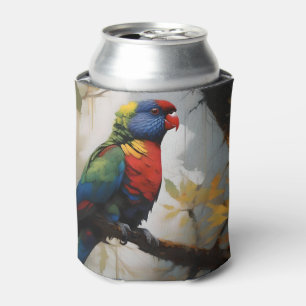 Colorful Perch: A Rainbow Lorikeet in the Tree Can Cooler