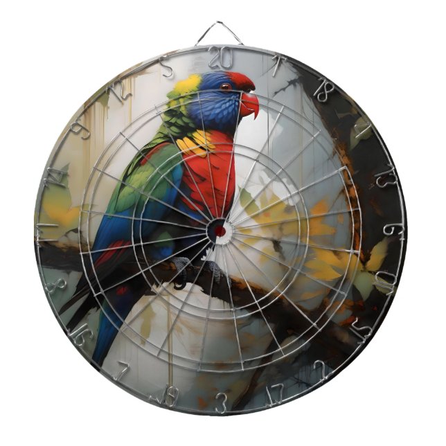 Colorful Perch: A Rainbow Lorikeet in the Tree Dartboard (Front)
