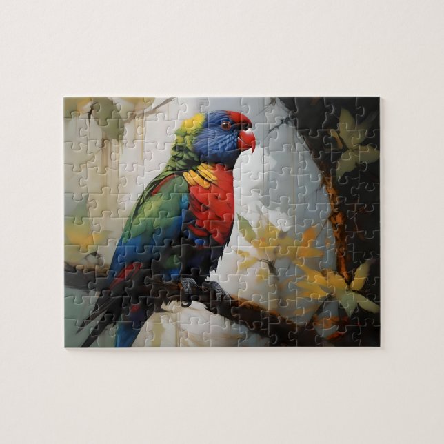 Colorful Perch: A Rainbow Lorikeet in the Tree Jigsaw Puzzle (Horizontal)