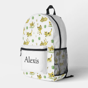 Colorful personalized backpack, kids cute cats printed backpack