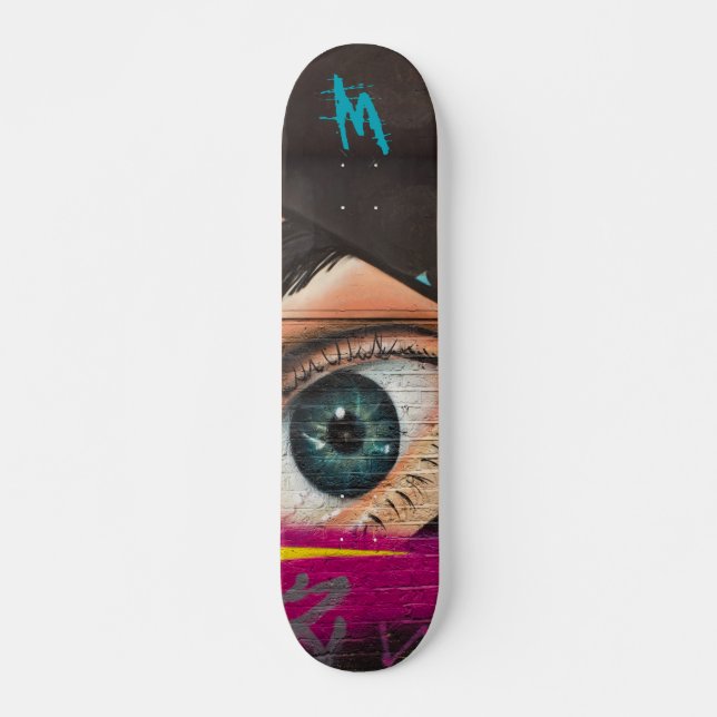 Colorful Personalized Modern Eye Street Art Skateboard (Front)