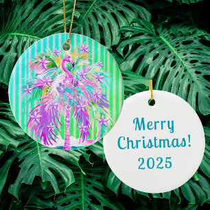 Colorful Personalized Palm Tree Flamingo Ceramic Tree Decoration