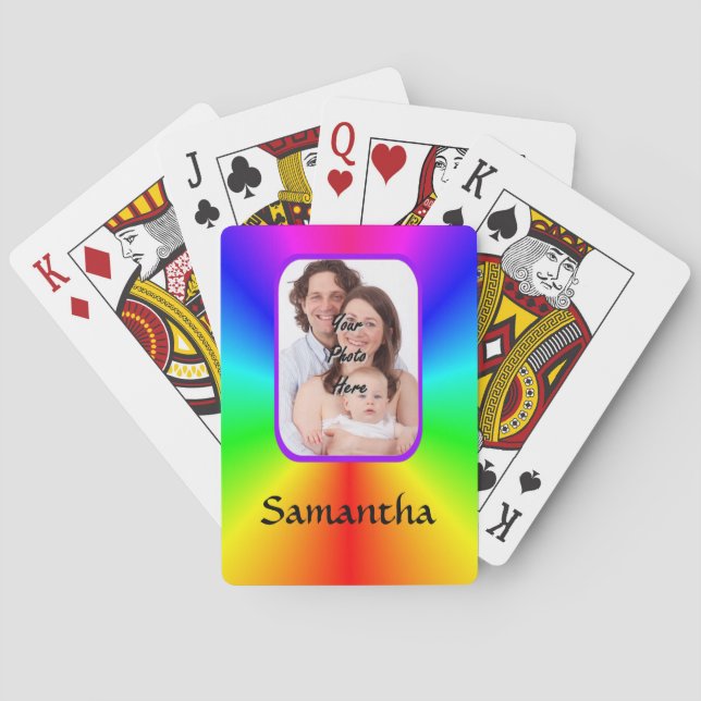 Colorful personalized photo background playing cards (Back)