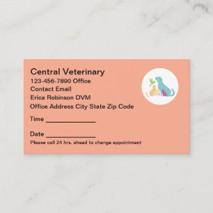 Colorful Pet Care Veterinary Appointment Cards