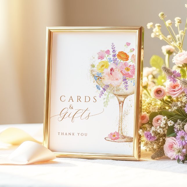 Colorful Petals Prosecco Cards & Gifts Table Sign (Creator Uploaded)