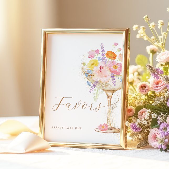 Colorful Petals & Prosecco Favors Table Sign (Creator Uploaded)