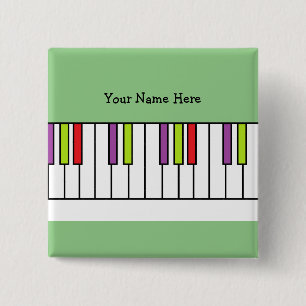 Colorful Piano Keys Music Kids Personalized Name 15 Cm Square Badge
