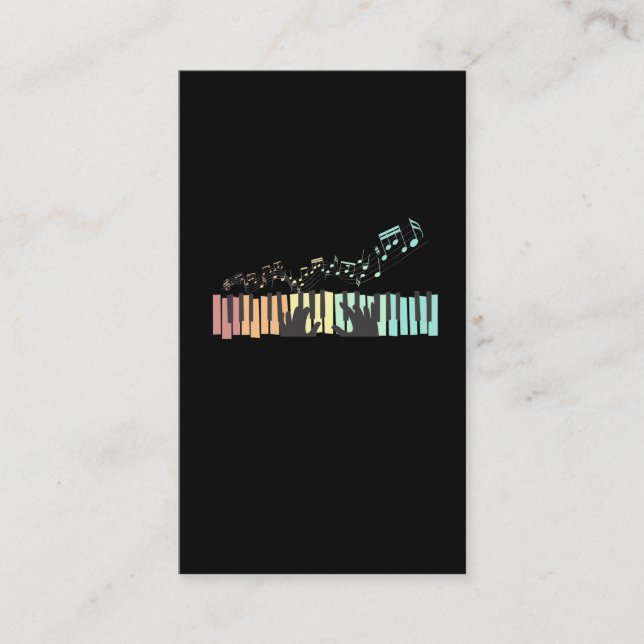 Colorful Piano Music Notes Keyboard Player Pianist Business Card (Front)