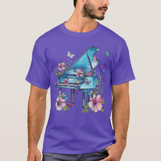 Colorful Piano With Flowers I Music Piano friend f T-Shirt