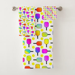 Colorful, Pickleball Paddles, Yellow Pickleball  Bath Towel Set