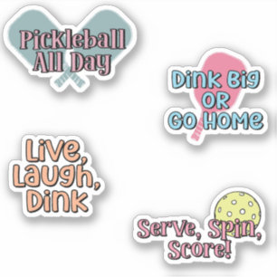 Colorful Pickleball Player Sticker Pack