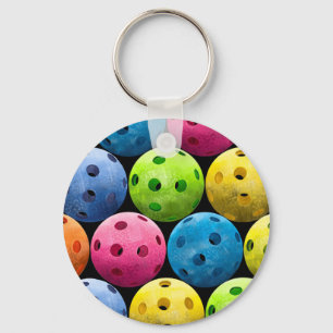Colorful Pickleballs Key Ring