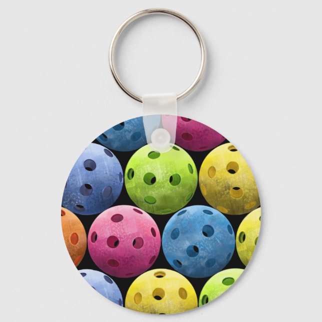 Colorful Pickleballs Key Ring (Front)