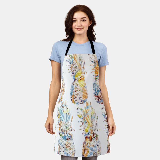 Colorful Pineapple Print Apron (Worn)