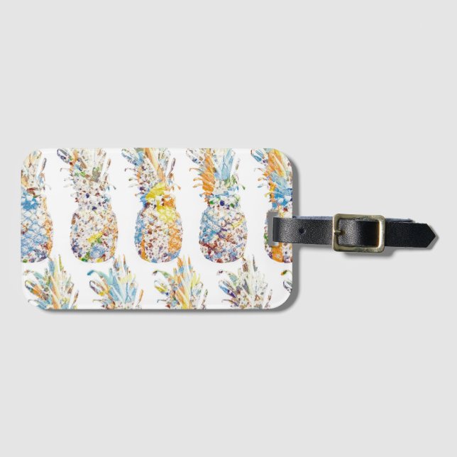 Colorful Pineapple Print  Luggage Tag (Front Horizontal)