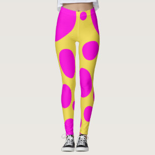 COLORFUL PINK AND YELLOW POLKA DOT LEGGINGS