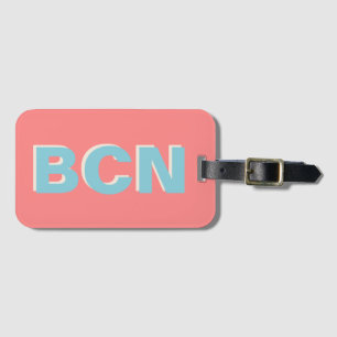 Colorful Pink Shadow Modern Monogram Initial Luggage Tag