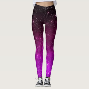 Colorful Pink Starry night sky Leggings