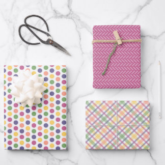 Colorful Pink, Yelow, Green and Blue Pattern Wrapping Paper Sheet