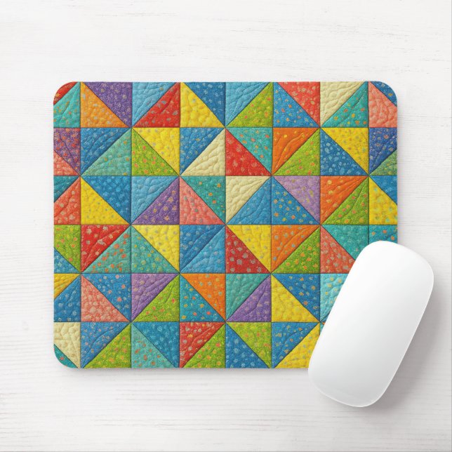 Colorful Pinwheel Quilt Design Mouse Mat (With Mouse)
