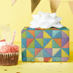 Colorful Pinwheel Quilt Design Wrapping Paper