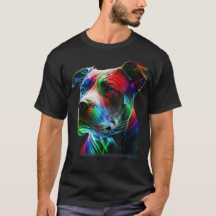 Colorful Pit-Bull Beauty Graphic Art Pitbull Dog L T-Shirt
