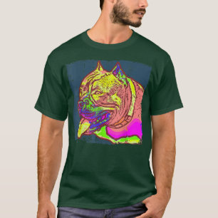 Colorful Pitbull Smile, Dog Is Love, Retro Vintage T-Shirt