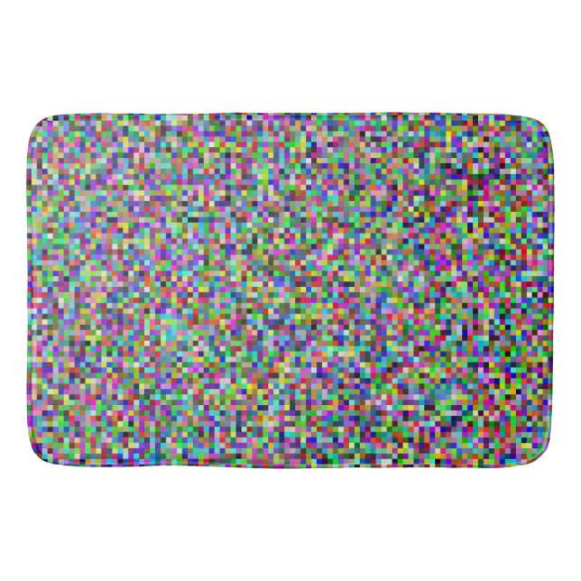 Colorful Pixel Squares Background Pattern Bath Mat (Front)