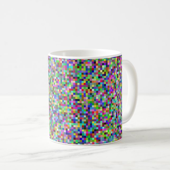 Colorful Pixel Squares Background Pattern Coffee Mug (Front Right)