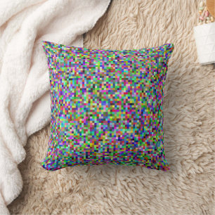 Colorful Pixel Squares Background Pattern Cushion