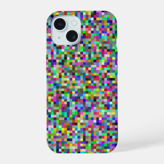 Colorful Pixel Squares Background Pattern iPhone 15 Case