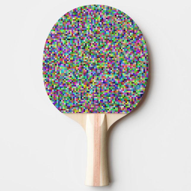 Colorful Pixel Squares Background Pattern Ping Pong Paddle (Front)