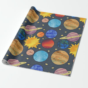 Colorful Planets Wrapping Paper