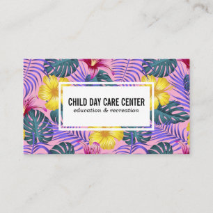 Colorful Plants and Flowers Pattern Business Card